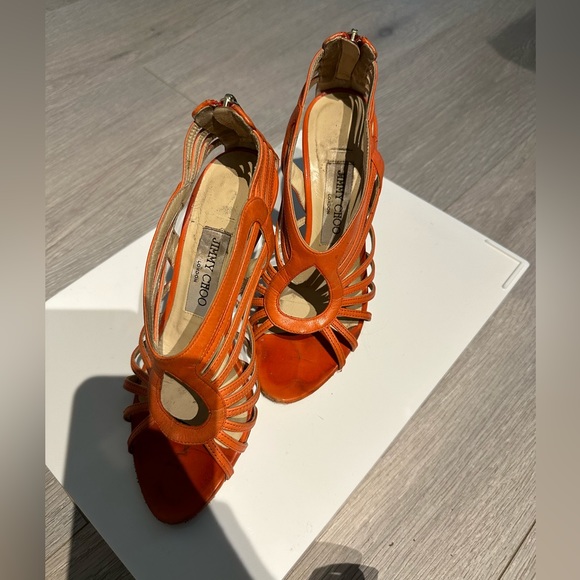 Jimmy Choo, size 5.5, used, good condition, orange leather, high heel - Picture 11 of 11